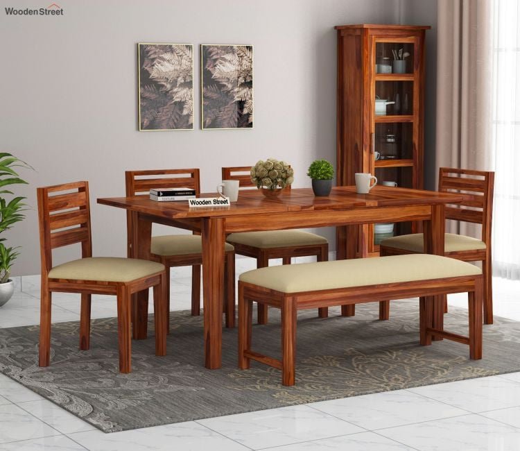 extendable 6 seater dining table set from woodenstreet